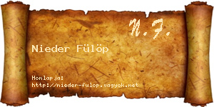 Nieder Fülöp névjegykártya